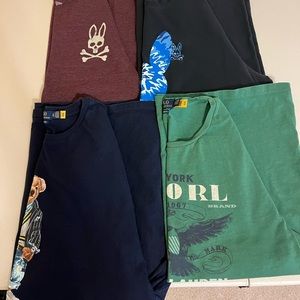 Lot of 4 T-shirts, Psycho Bunny and Ralph Lauren size XL